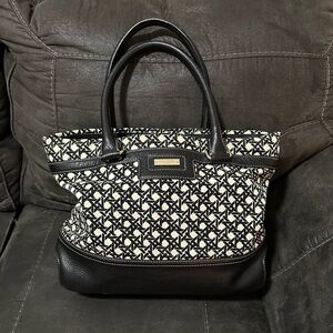 Kate Spade Black and White Blakely Keswick Canvas Leather Tote Bag